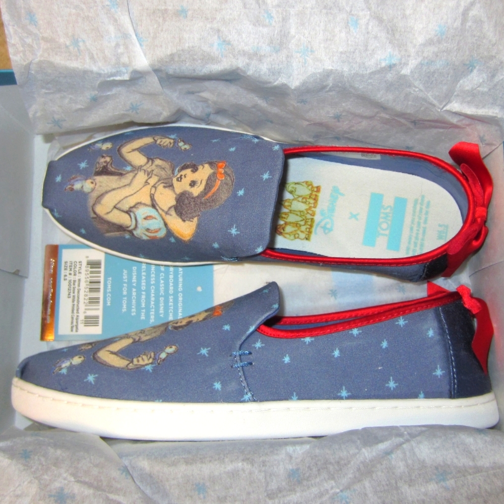 Toms Disney Deconstructed Alpargata Snow White Print Blue with Bow